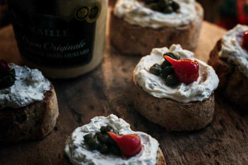 Cream Cheese Capers Dijon Bruschetta