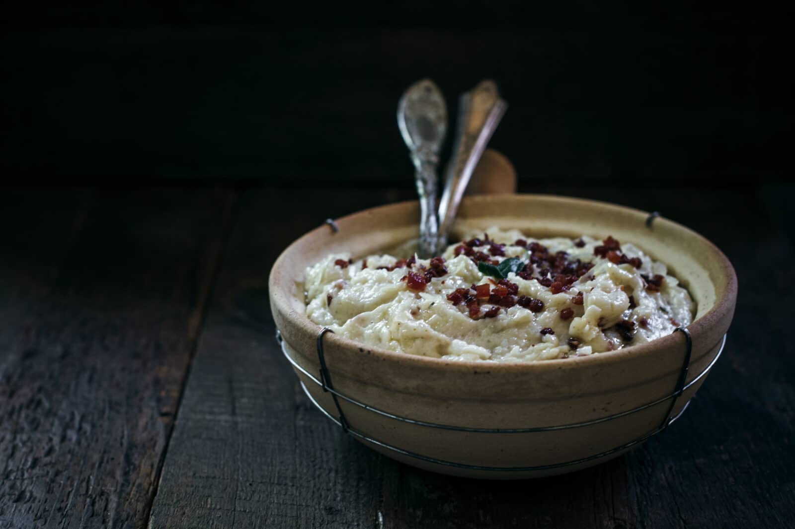 Garlic Mashed Potatoes with pecorino and pancetta