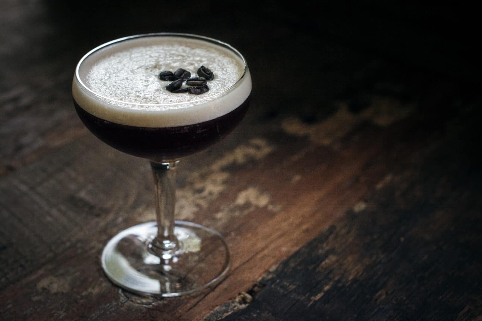 Frothy espresso martini pick me up drink