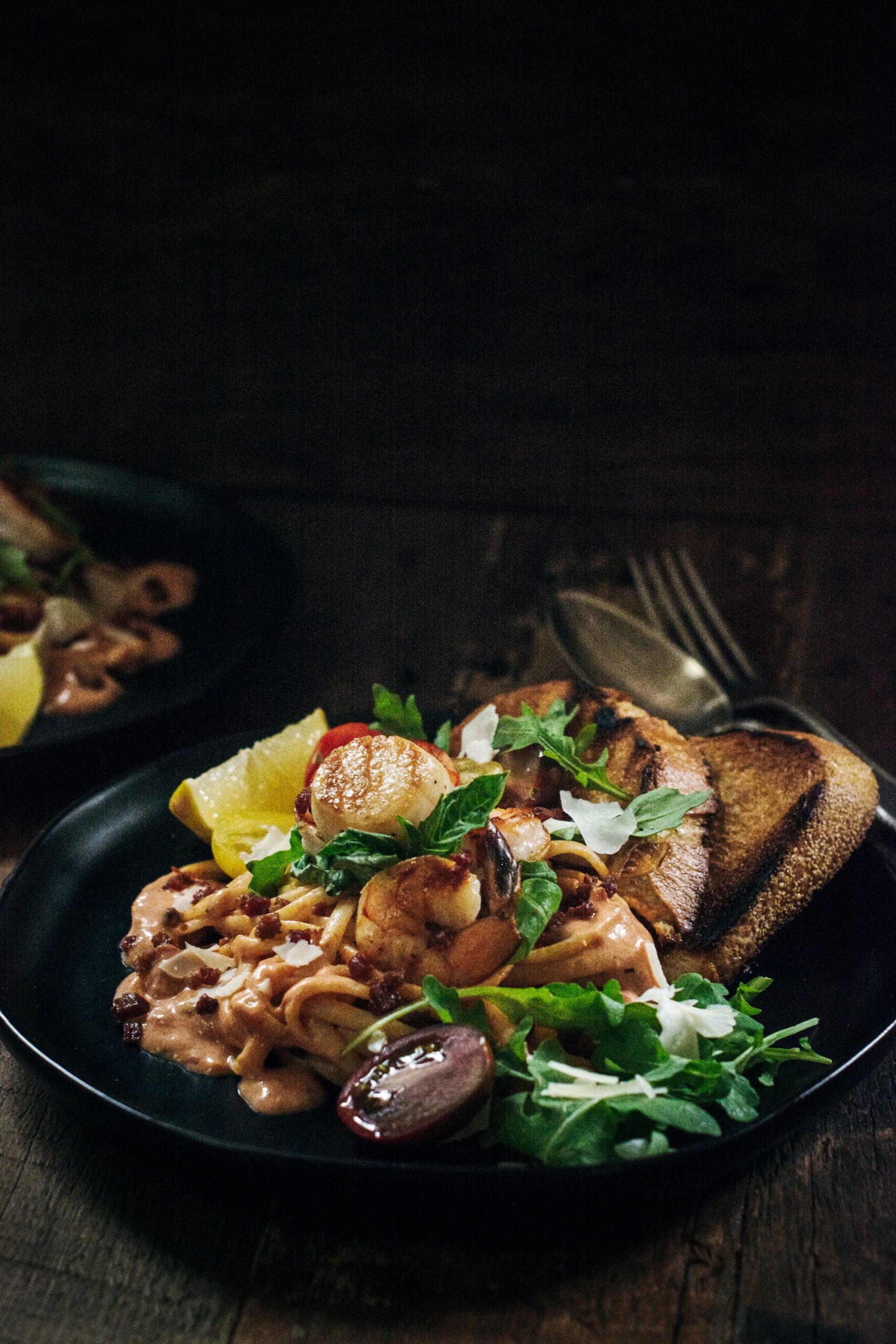 Scallops and Shrimp with rose sauce