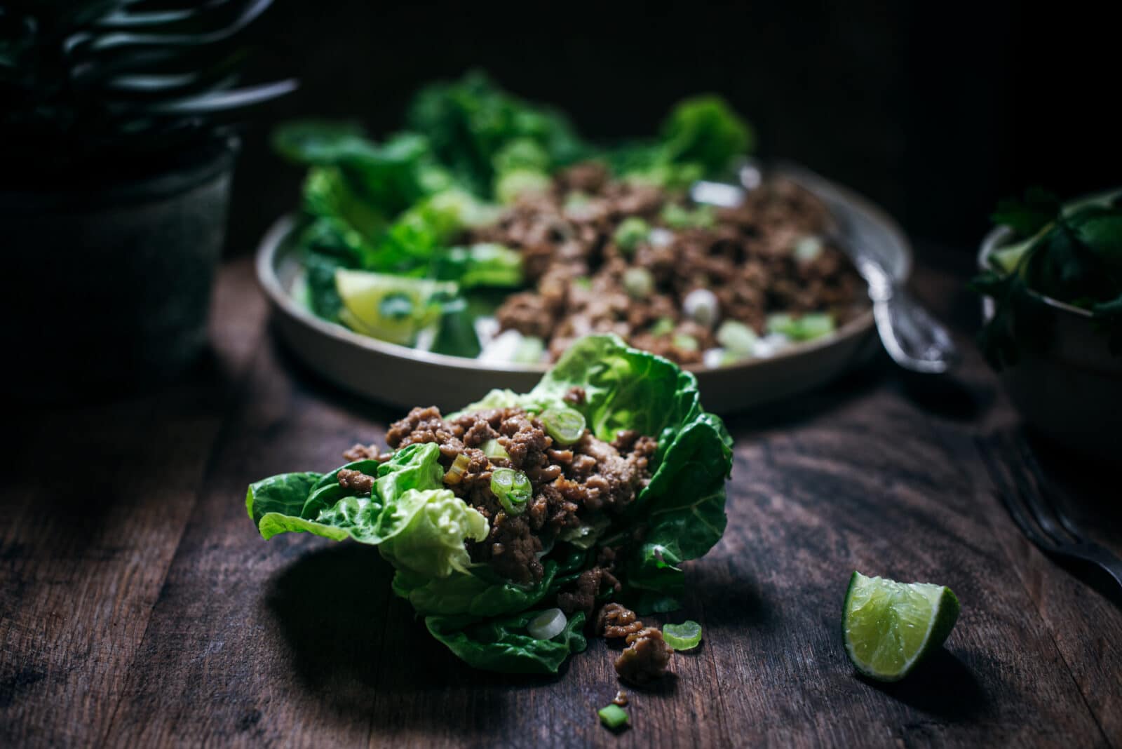 Asian inspired lettuce wrap taco