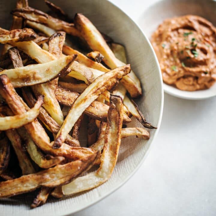 Plate of Homemade cut fries