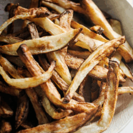Bowl of crispy homemade fries.