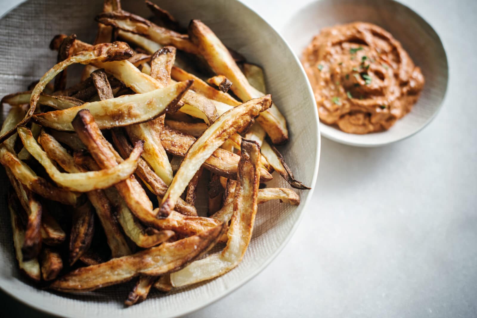 Plate of Homemade cut fries
