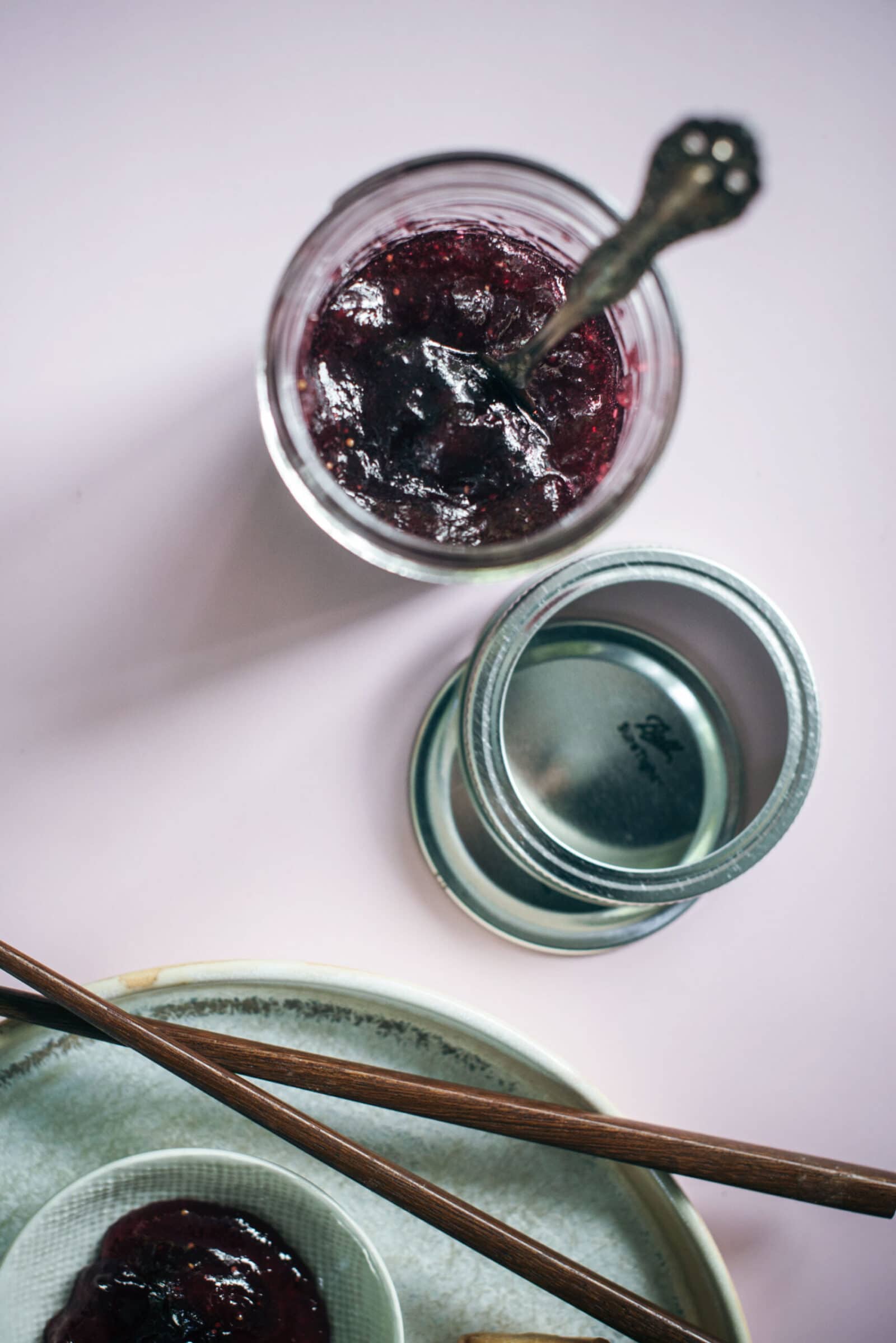 Jar of Fig Jam with Rosemary and Red Wine