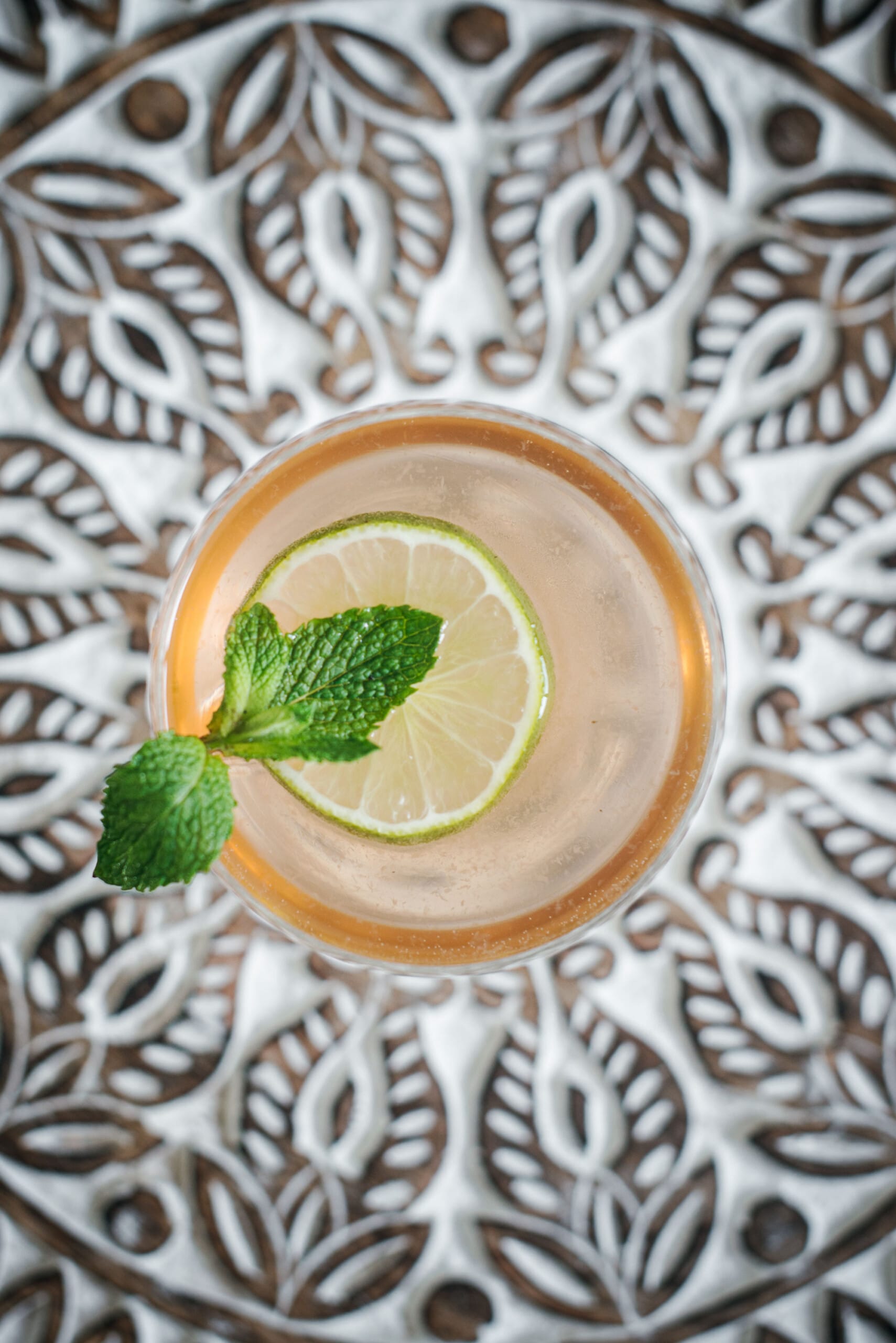 Old Cuban Cocktail with mint garnish