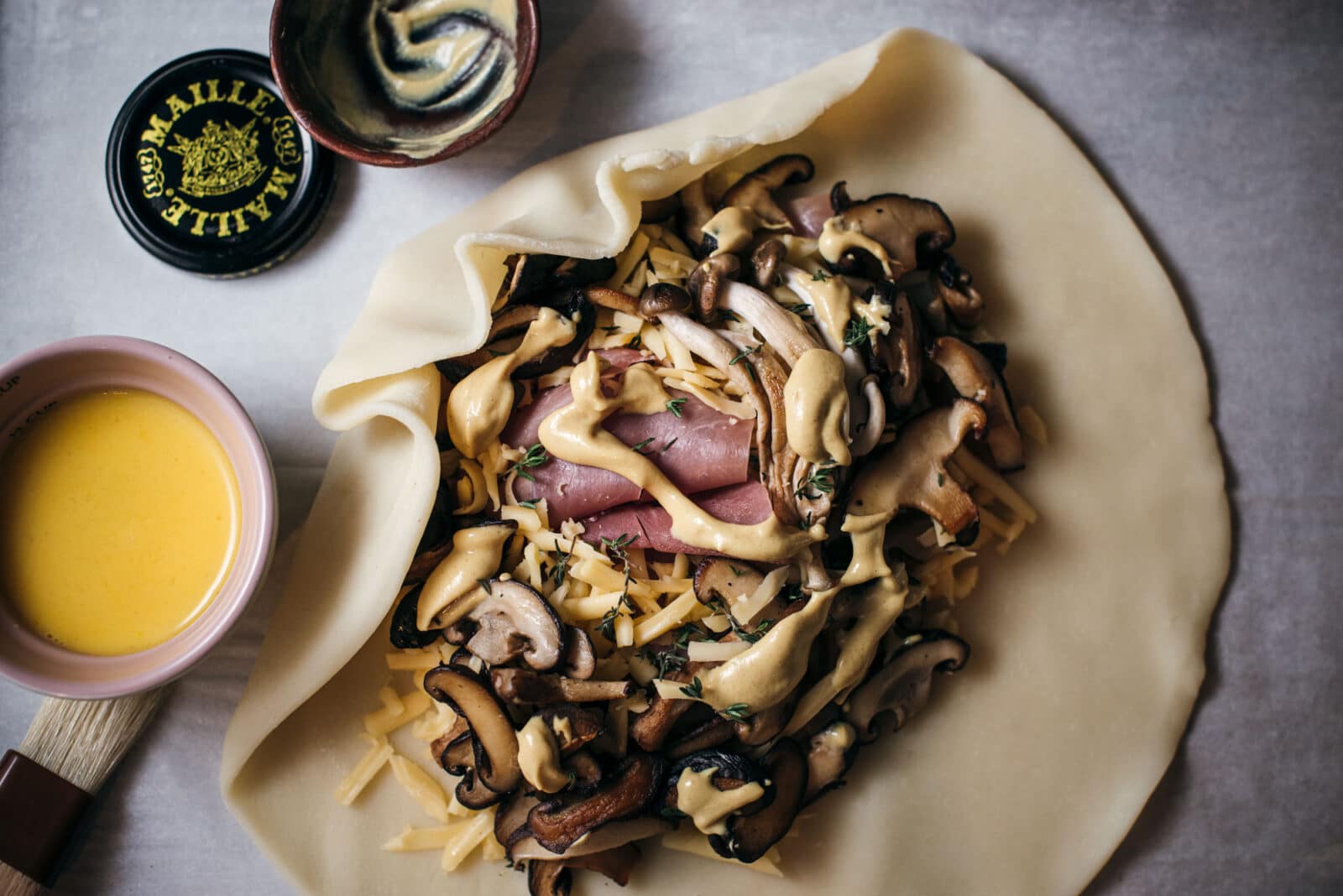 Adding Dijon to the mushrooms