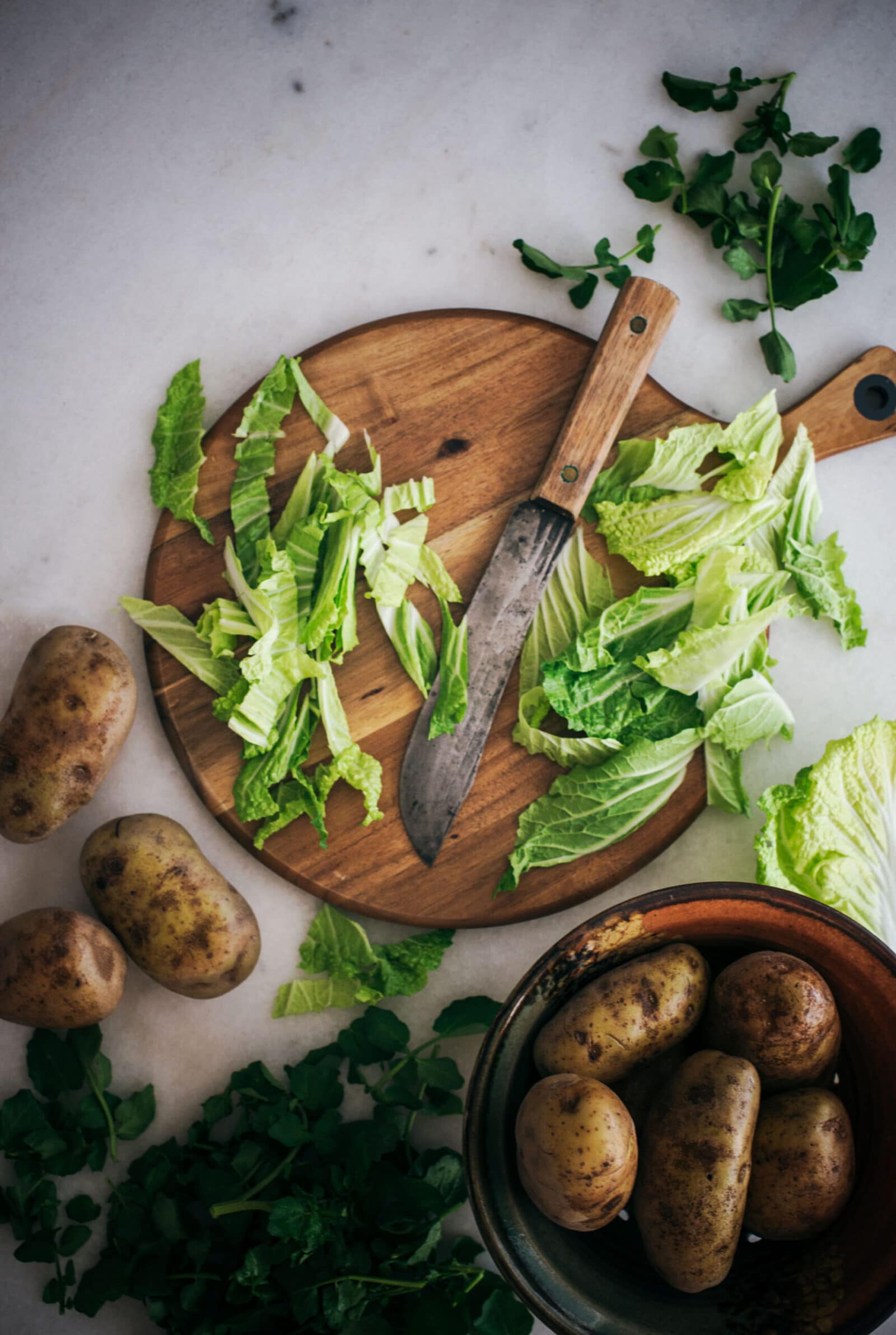 Prepping vegetables for cooking