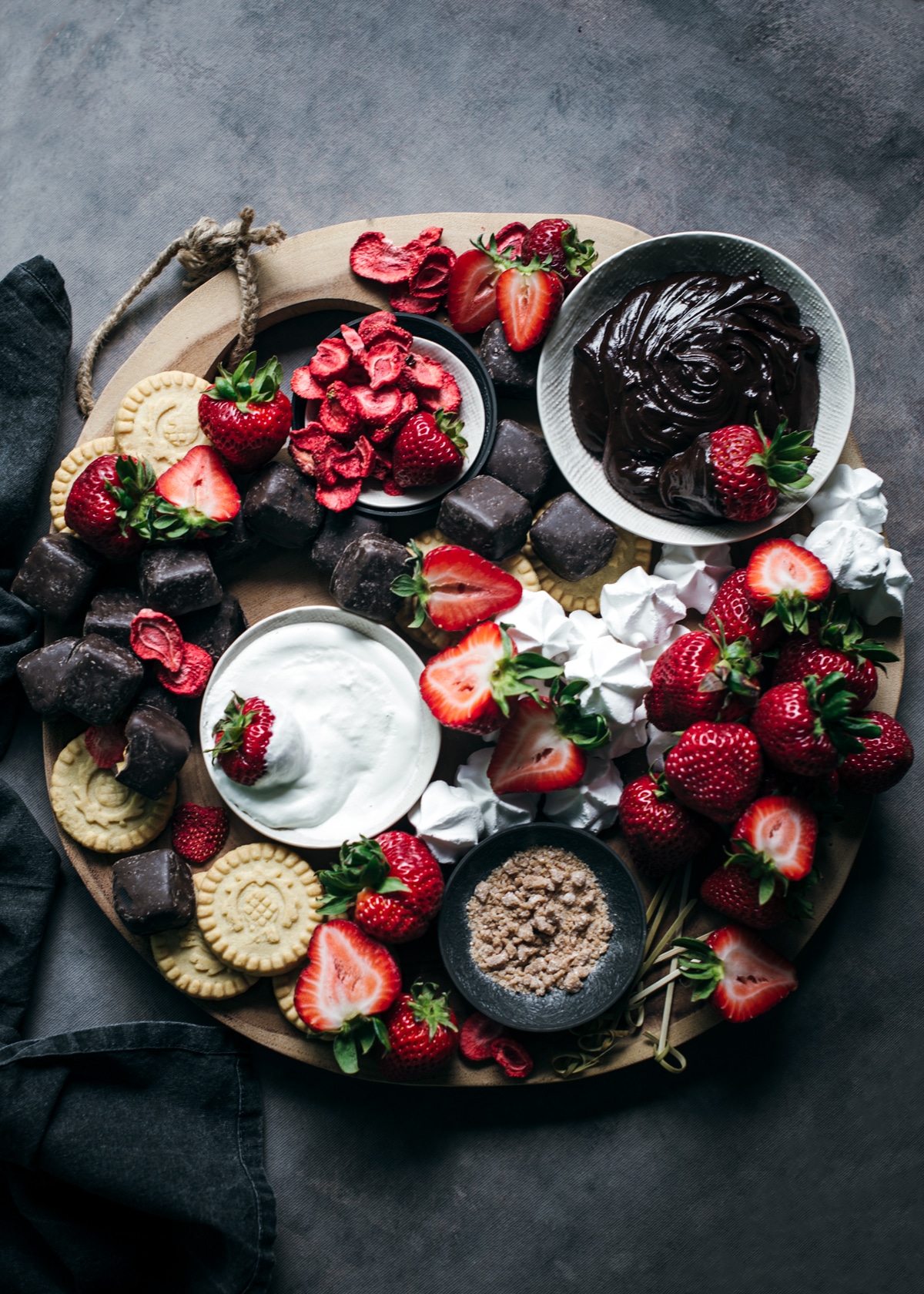 Dessert Board with Strawberries and Cream