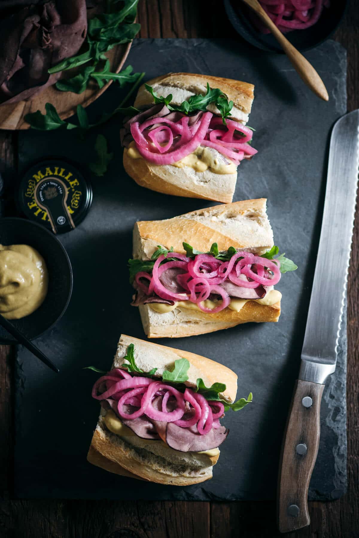 Board with made sandwiches